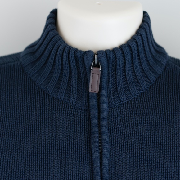 Men's Chaps Mock Turtleneck Pullover Zip Sweater 100 % Cotton Navy Size S/M - Picture 3 of 6